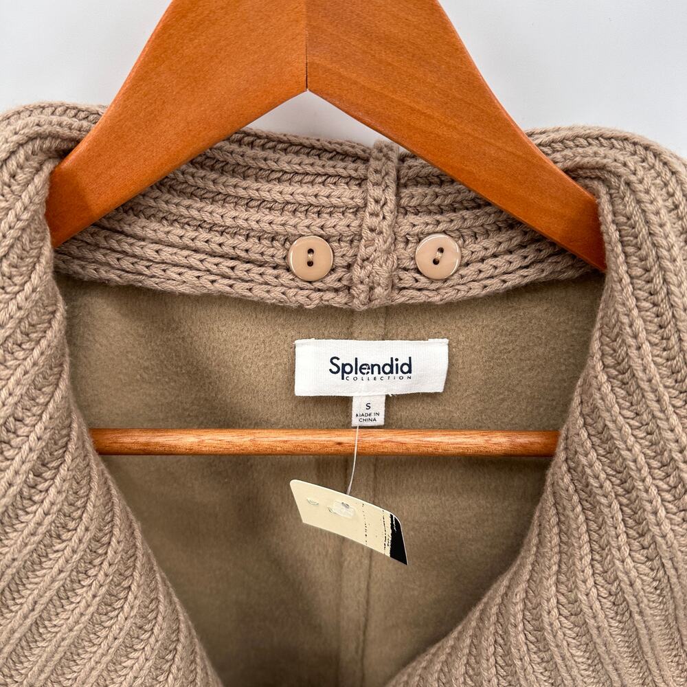 SPLENDID NWT Evereve Nikki Tan Oatmeal Hooded Pea Coat // S - Picture 7 of 15